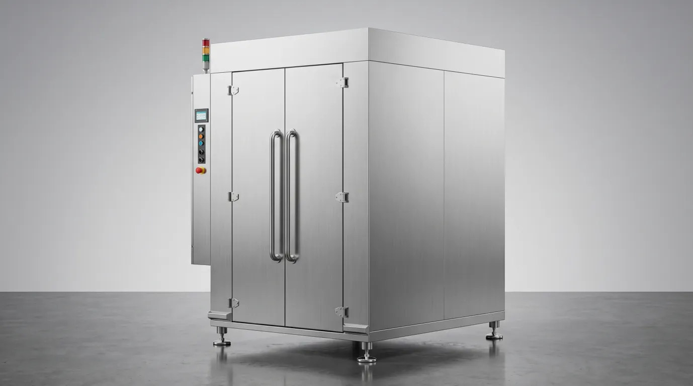 PTW-1900 侧视图——排气接口、公用接入、可调不锈钢机脚